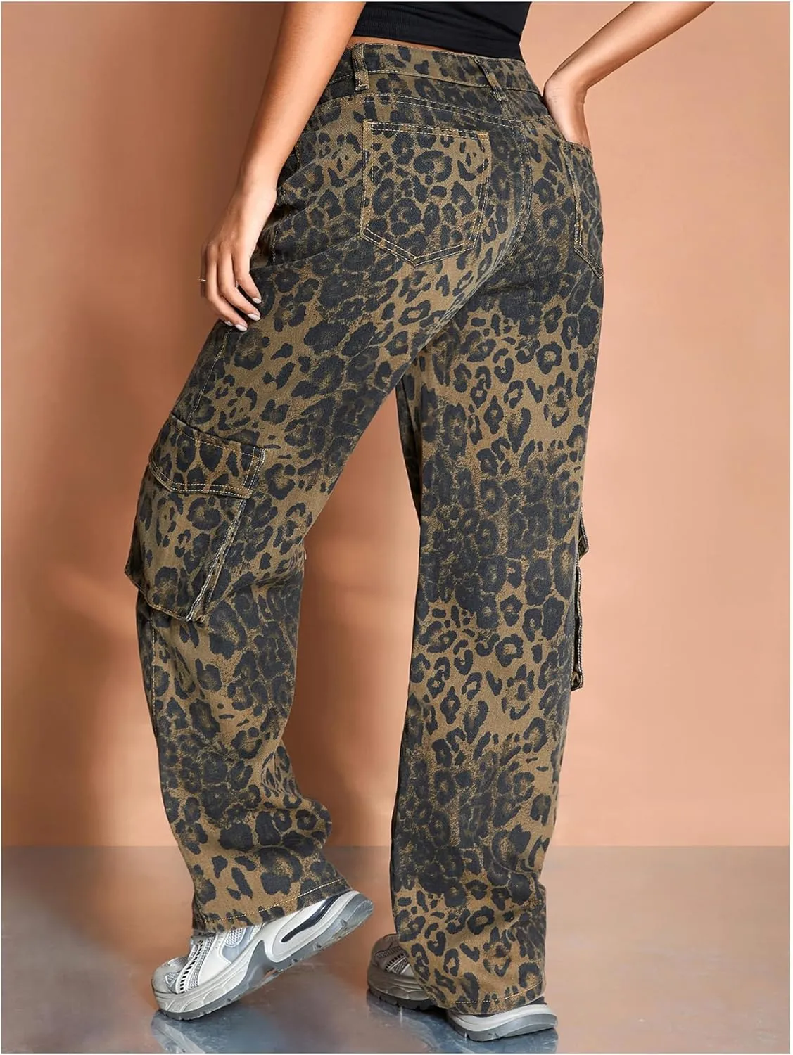 MakeMeChic Women's High Waist Denim Pants Bow Wide Leg Baggy Y2K Jeans Trousers with Pocket