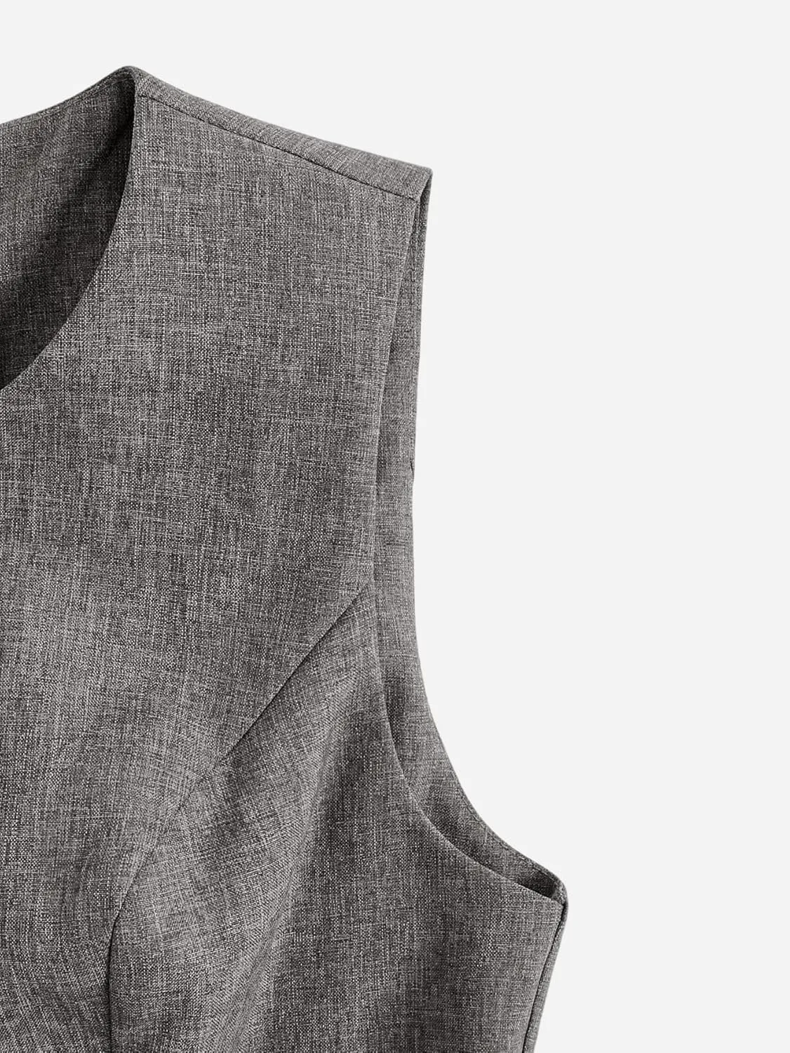 MakeMeChic Women's Vest Top Sleeveless Blazer Split Hem Button Down Dressy Suit Vest Outerwear Waistcoat
