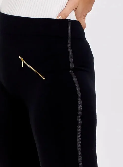 Mara PU Stripe Fleece Lined Leggings