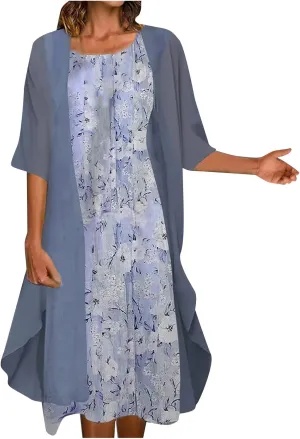 Maxi Dress for Women,Summer Casual Two Piece Set Wedding Guest Plus Size Elegant Floral Boho Beach Sundress