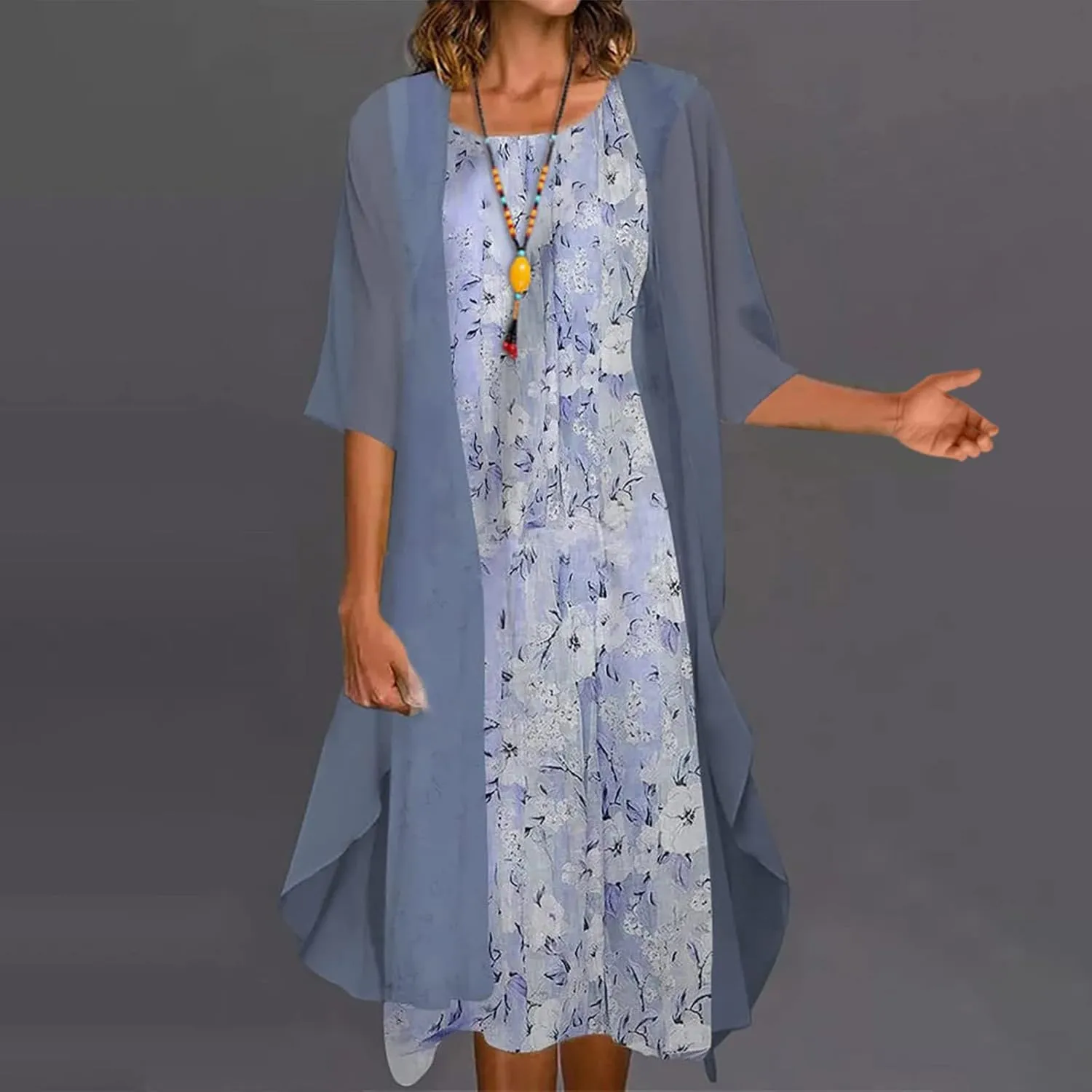 Maxi Dress for Women,Summer Casual Two Piece Set Wedding Guest Plus Size Elegant Floral Boho Beach Sundress