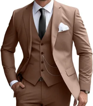 Mens 3 Pieces Classic Suit Wedding Blazer Grooms Jackets Vests Pants Suits