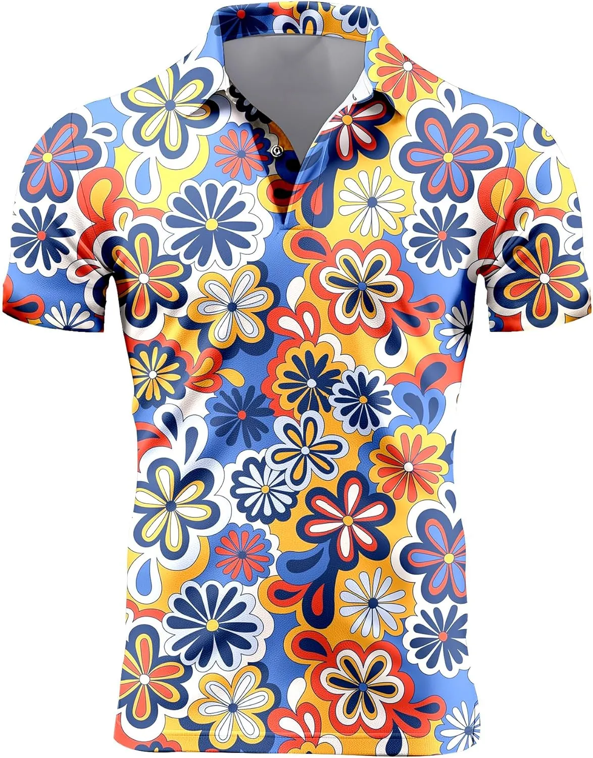 Mens 80s Golf Shirt Dry Fit Performance Short Sleeve Print Shirts Funny 90s Golf Shirts for Men