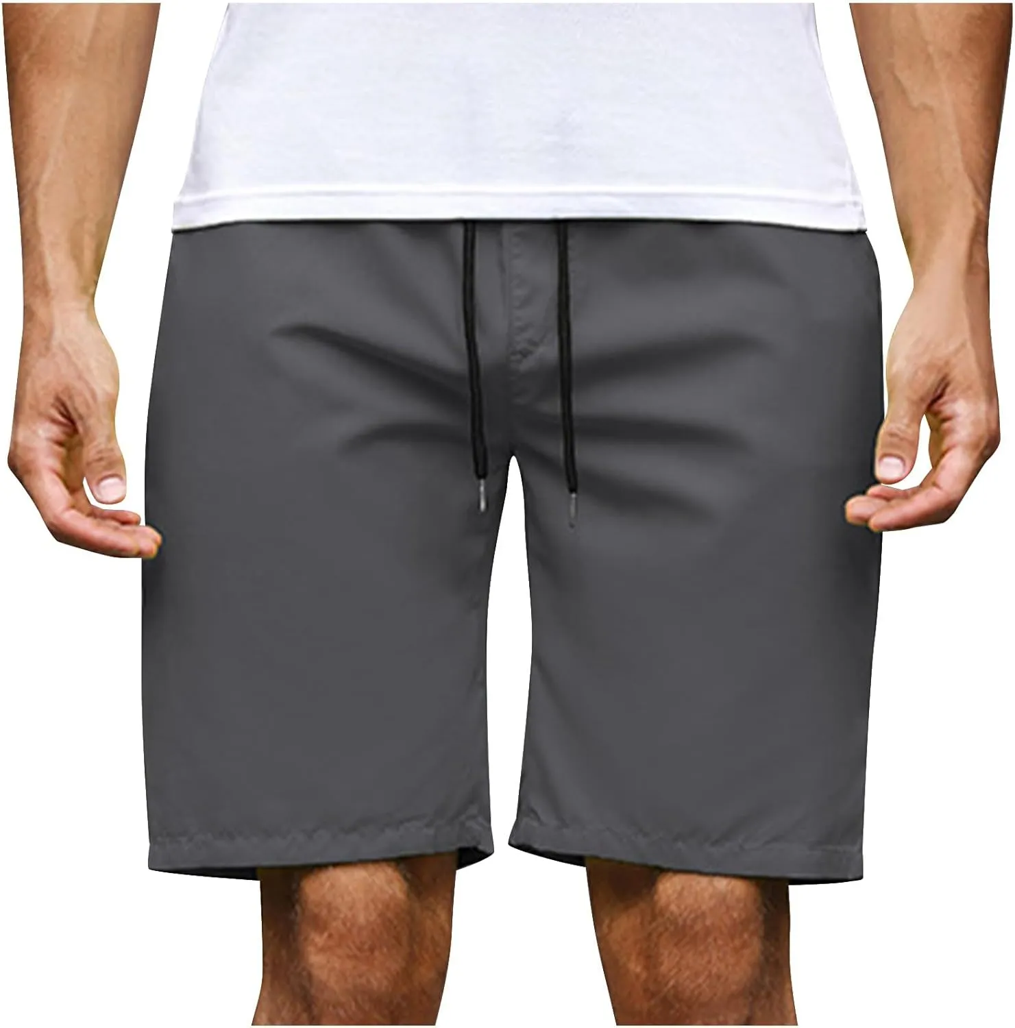 Mens Bermuda Shorts Summer Casual Short Length Trousers Running Shorts Half Pants with Pockets for Gym Sports Work Cycling