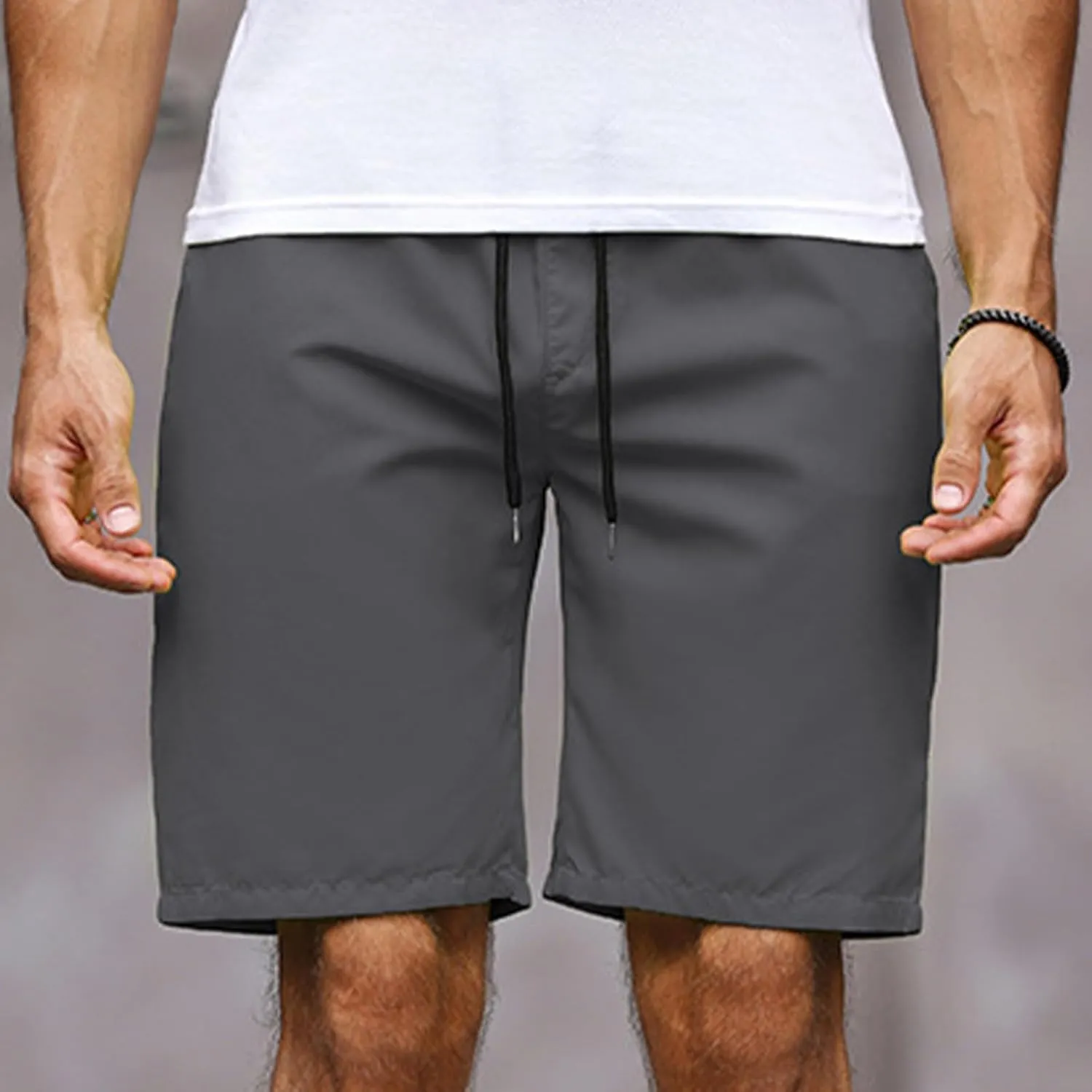 Mens Bermuda Shorts Summer Casual Short Length Trousers Running Shorts Half Pants with Pockets for Gym Sports Work Cycling