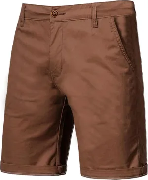 Men's Casual Chino Shorts Solid Straight Leg Cargo Shorts Flat Front Stretch Pants Slim Fit Summer Pants with Pockets