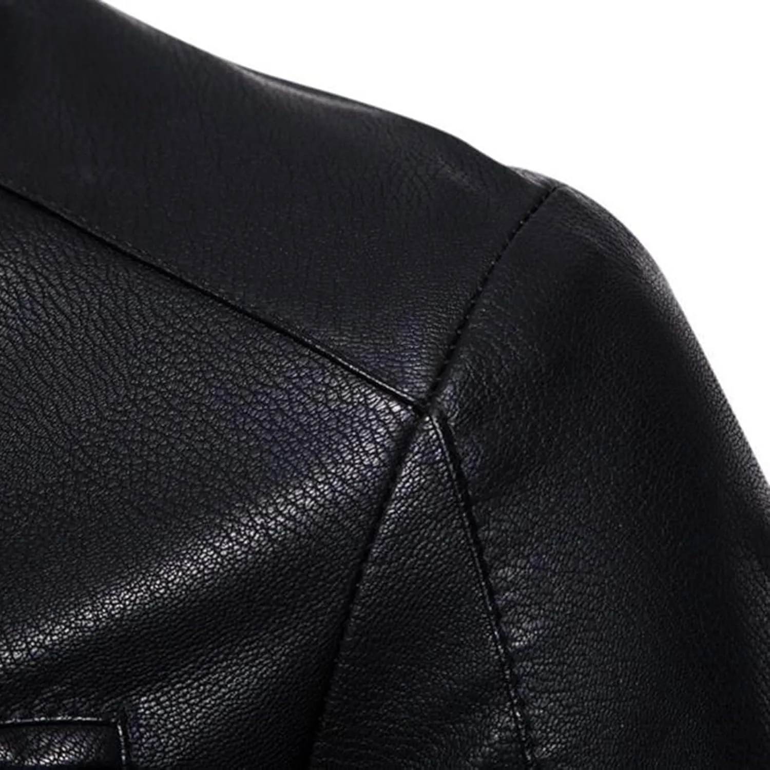 Men's Casual Faux Leather Jacket Stand Collar Zip-up Biker Motorcycle Jackets Classic Solid Jackets Coat with Pocket