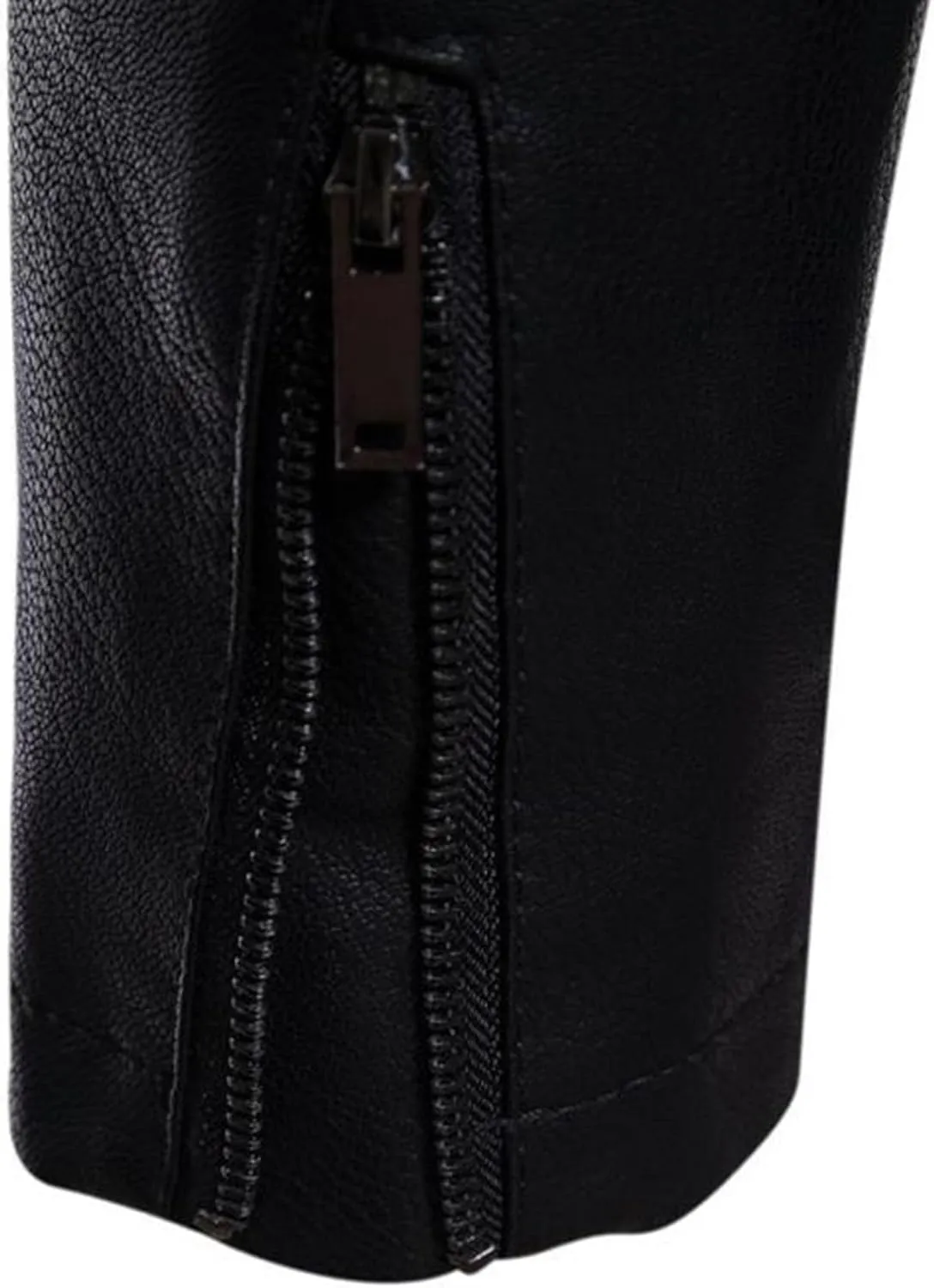 Men's Casual Faux Leather Jacket Stand Collar Zip-up Biker Motorcycle Jackets Classic Solid Jackets Coat with Pocket