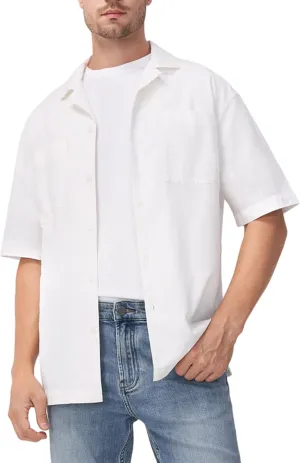 Men's Casual Linen Shirts Short Sleeve Button Down Shirts Summer Beach Vacation Blouses Lightweight Hawaiian Tops