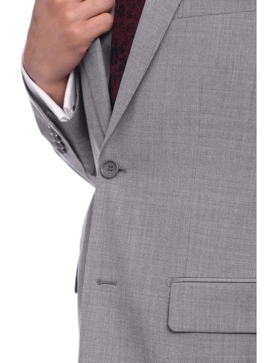 Mens Classic Fit Light Gray Heather Two Button Wool Blazer Sportcoat