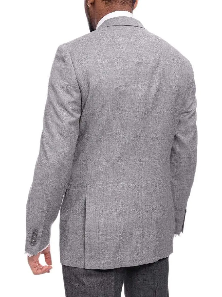 Mens Classic Fit Light Gray Heather Two Button Wool Blazer Sportcoat
