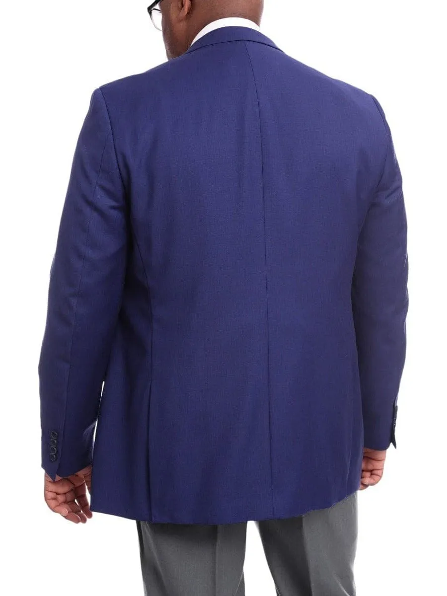 Mens Classic Fit Solid Royal Blue Two Button Wool Blazer Sportcoat