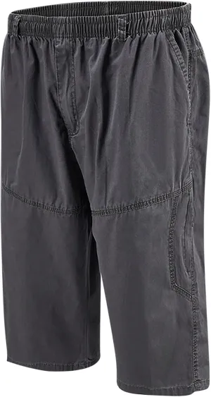 Mens Cotton Casual Shorts Lightweight Summer Soft Fit Baggy Shorts Twill Elastic Waist Solid Short with Pocket