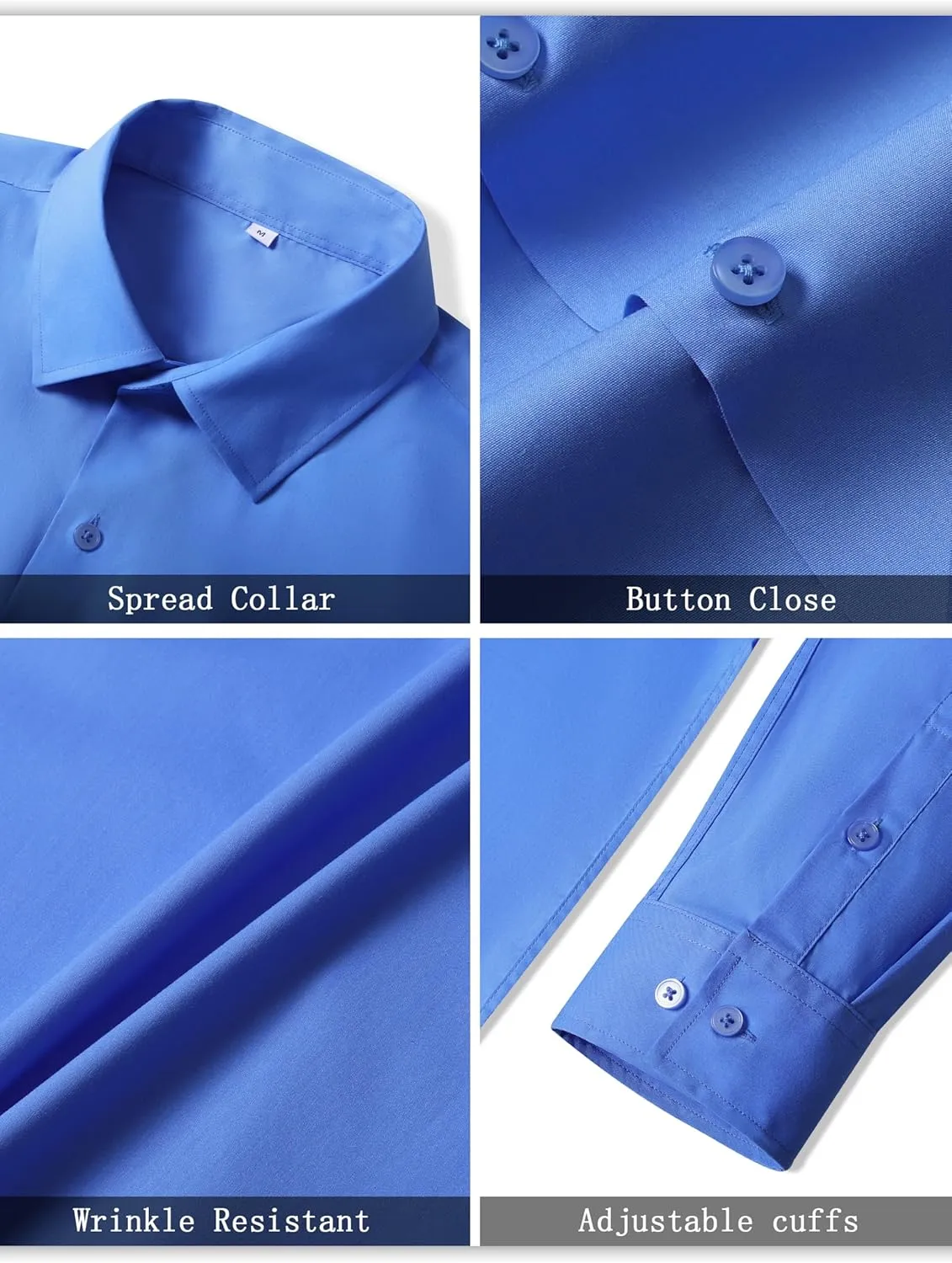 Mens Dress Shirts for Men Long Sleeve Wrinkle Free Button Down Shirt Formal Business Casual Shirts