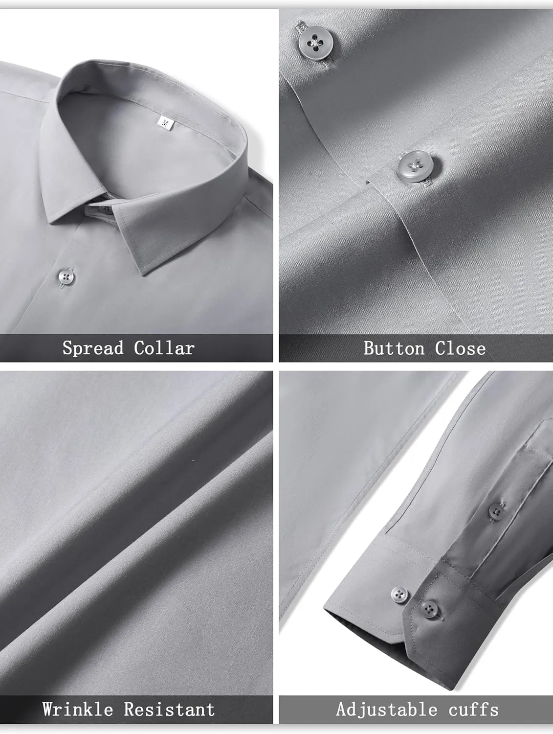 Mens Dress Shirts for Men Long Sleeve Wrinkle Free Button Down Shirt Formal Business Casual Shirts