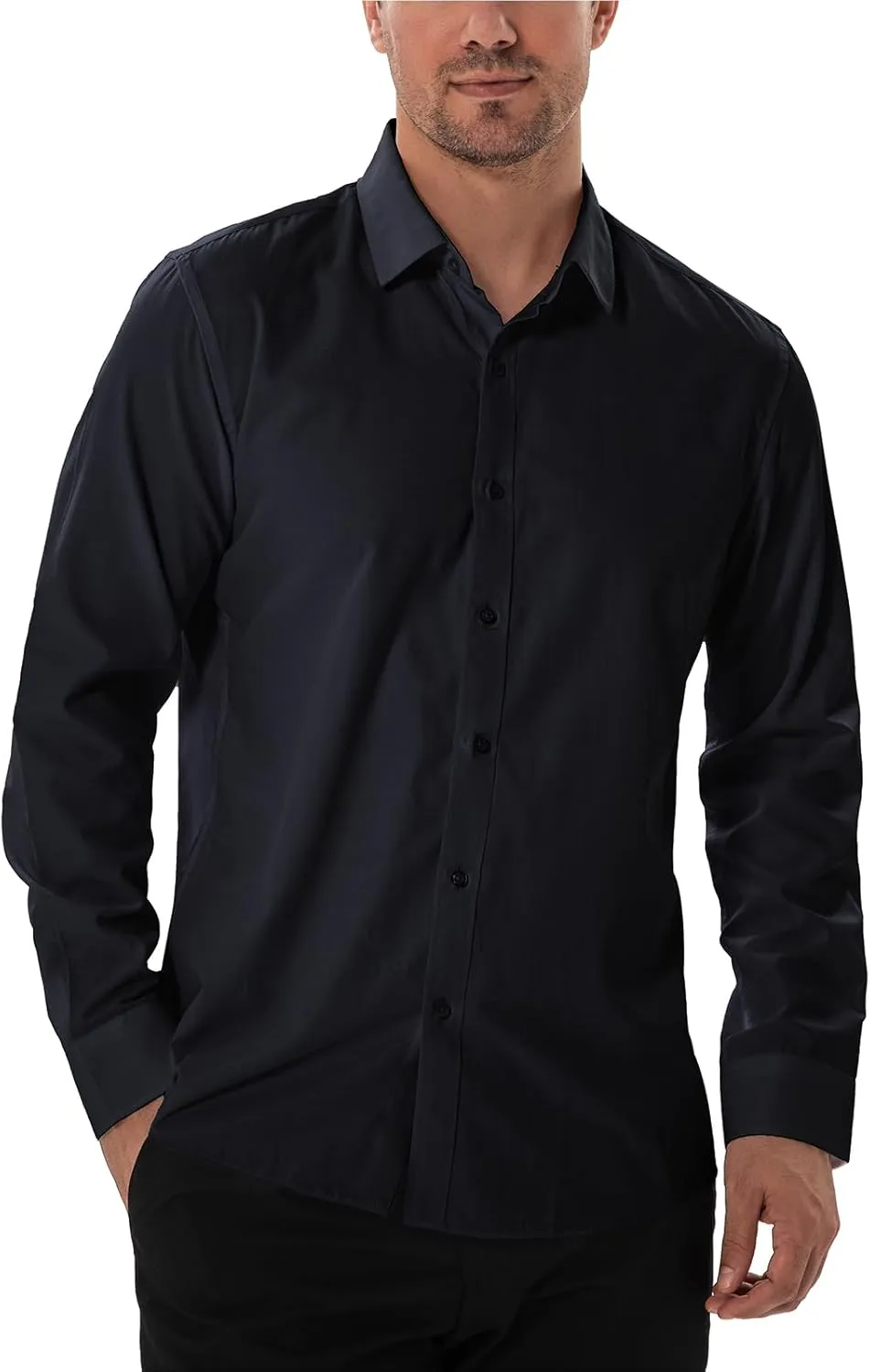 Men's Dress Shirts Stain Shield Stretch Slim Fit Shirts Wrinkle-Free Formal Business Button Down Shirt