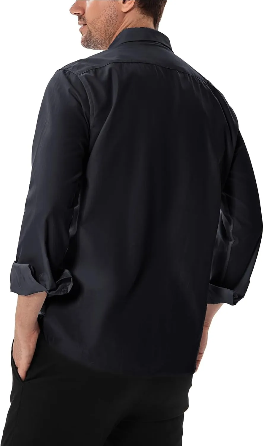 Men's Dress Shirts Stain Shield Stretch Slim Fit Shirts Wrinkle-Free Formal Business Button Down Shirt
