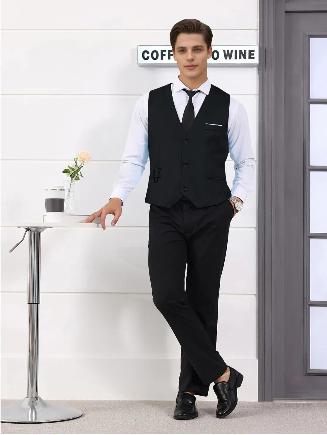 Men's Formal Dress Vest Business Slim Fit Sleeveless Tuxedo Suit Vest Waistcoat