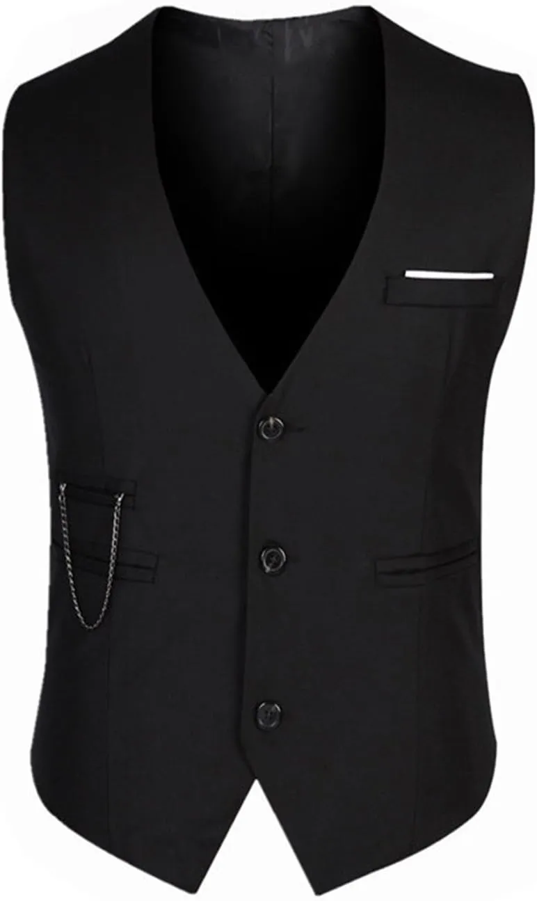 Men's Formal Dress Vest Business Slim Fit Sleeveless Tuxedo Suit Vest Waistcoat