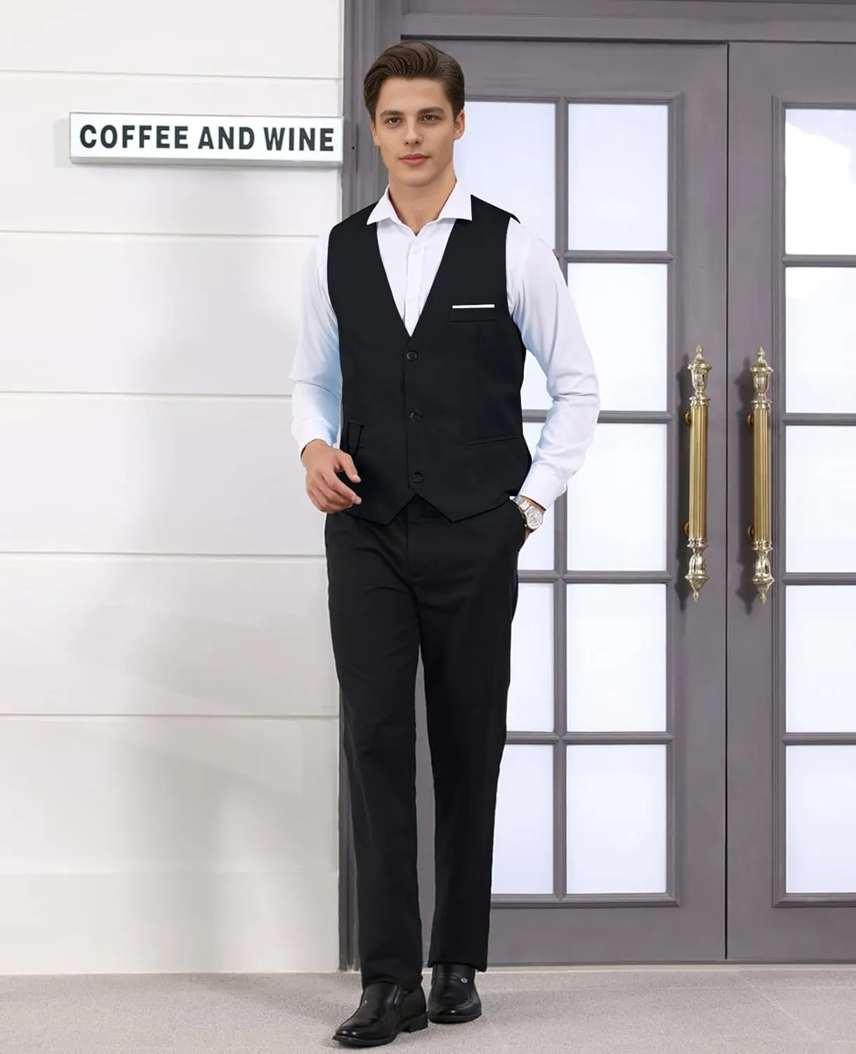Men's Formal Dress Vest Business Slim Fit Sleeveless Tuxedo Suit Vest Waistcoat