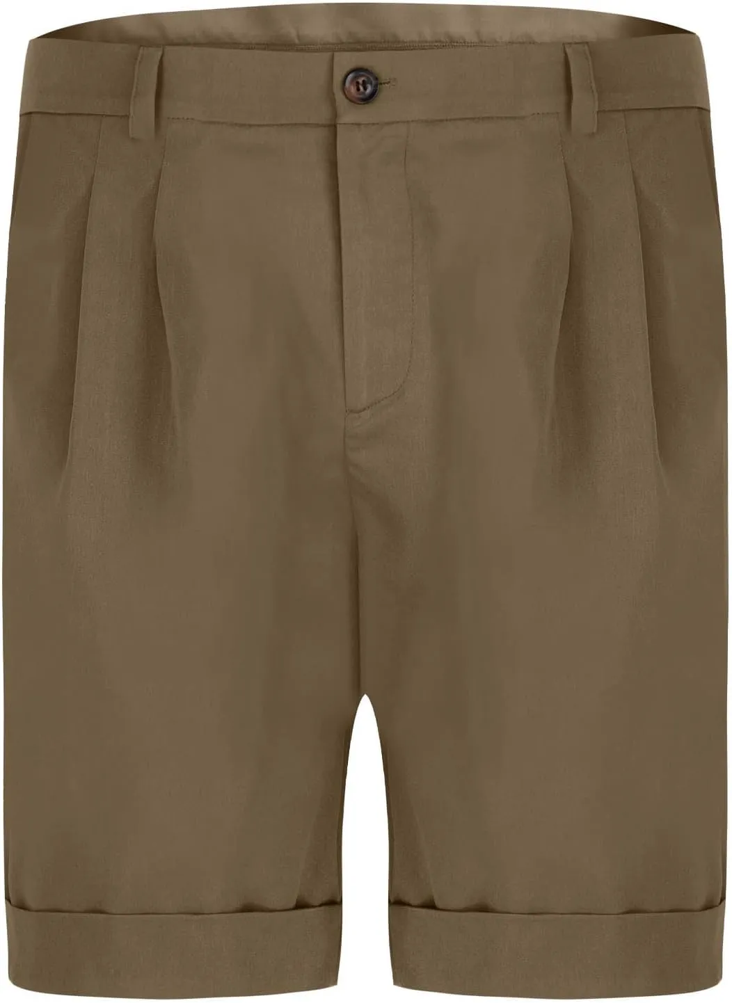 Mens Golf Chino Shorts Summer Beach Relaxted-Fit Pleated Front Button Waist Suit Shorts Solid Work Basic Short Pants
