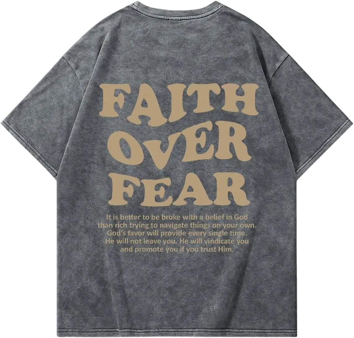 Men's Graphic Letter Print Vintage Tees Baggy Drop Shoulder Crew Neck Short Sleeve Streetwear T Shirts