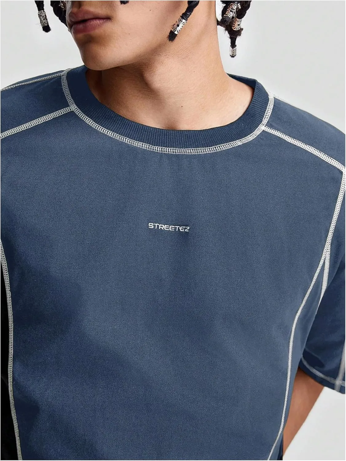 Men's Letter Print Oversized T-Shirts Y2k Short Sleeve Crew Neck Streetwear Tee Tops