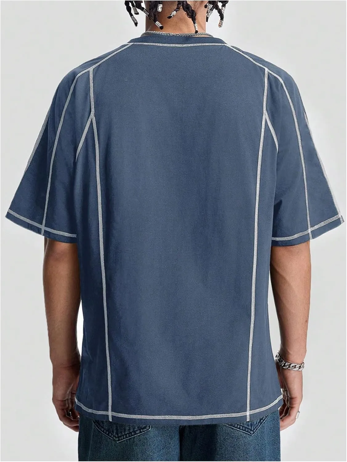 Men's Letter Print Oversized T-Shirts Y2k Short Sleeve Crew Neck Streetwear Tee Tops