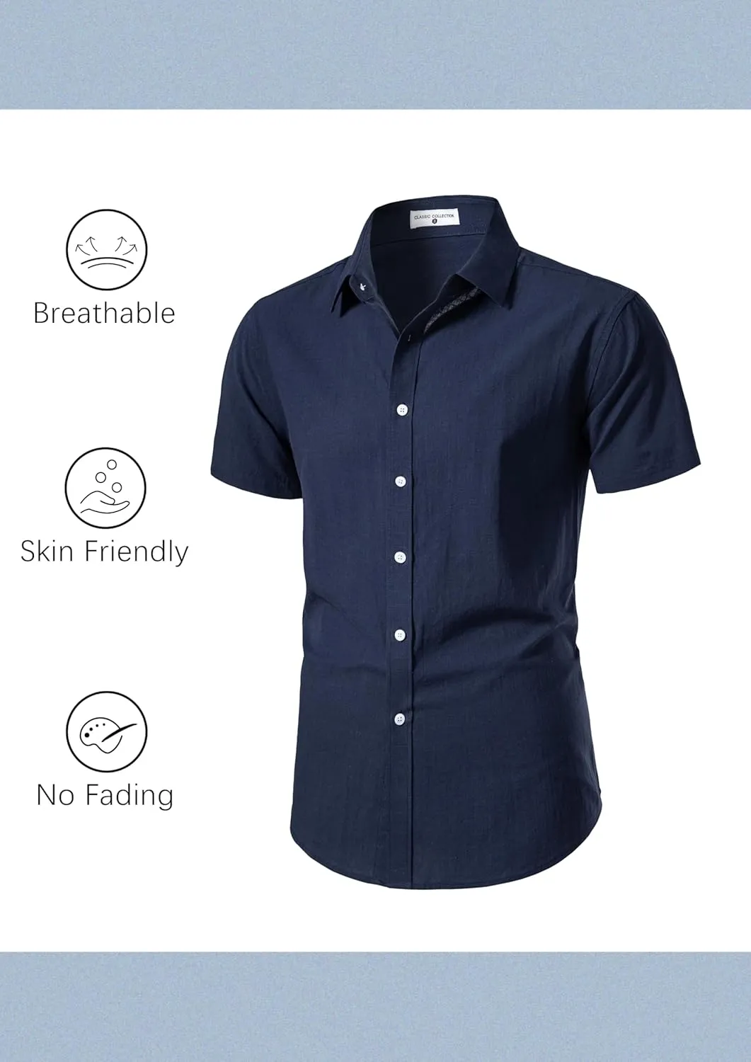 Mens Linen Shirts Short Sleeve Button Down Regular Fit Shirts Casual Vacation Beach Summer Hawaiian Tops