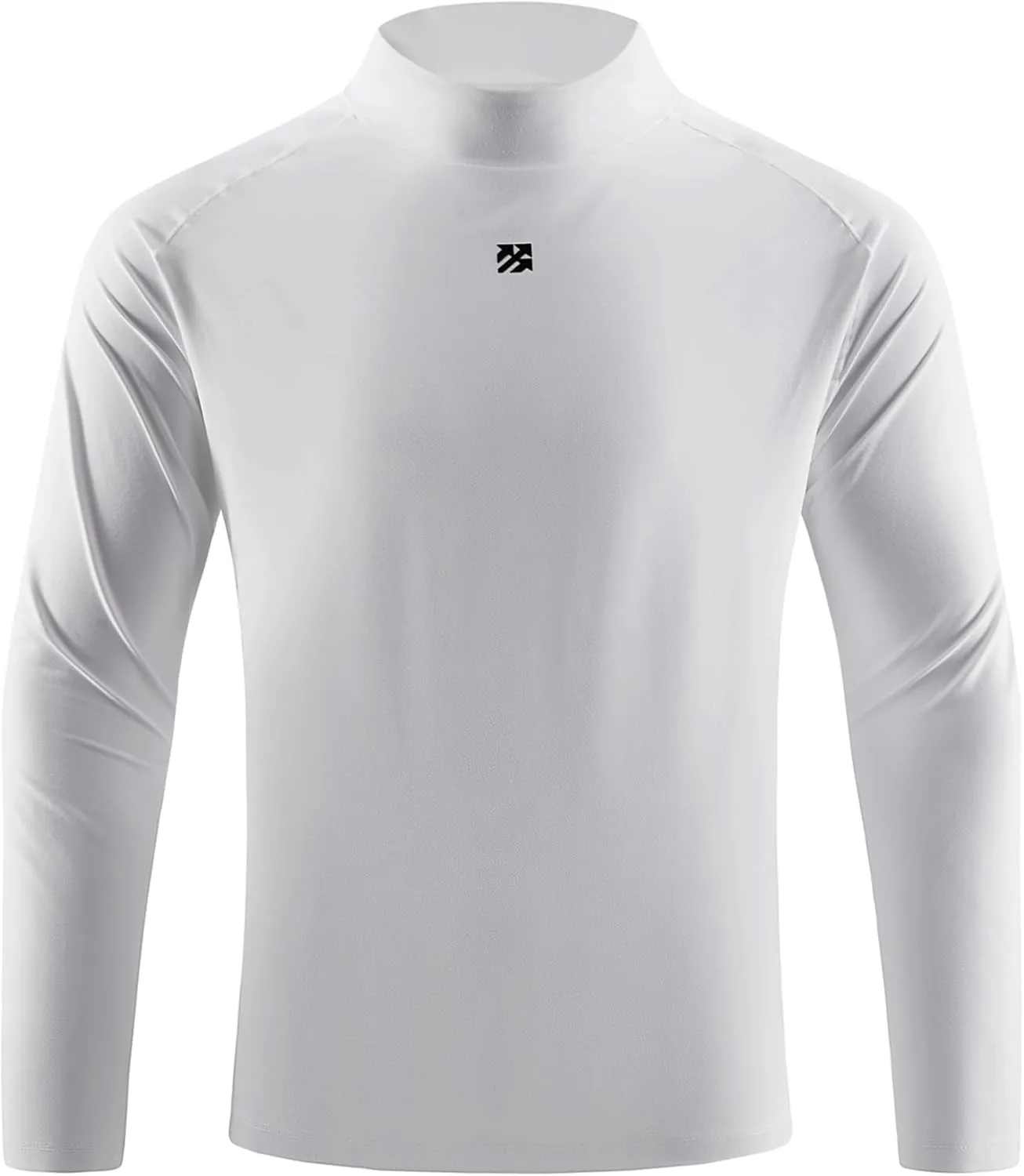 Mens Long Sleeve Workout Shirts Moisture Wicking Mock Neck Double Sides Brushed Soft Athletic T-Shirts