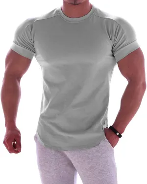Mens Muscle Cotton Lightweight Workout Short Sleeve T-Shirts Gym Sweat Tee T24