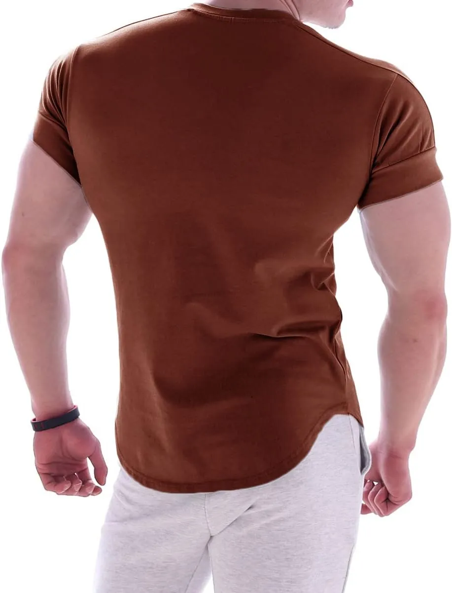 Mens Muscle Cotton Lightweight Workout Short Sleeve T-Shirts Gym Sweat Tee T24