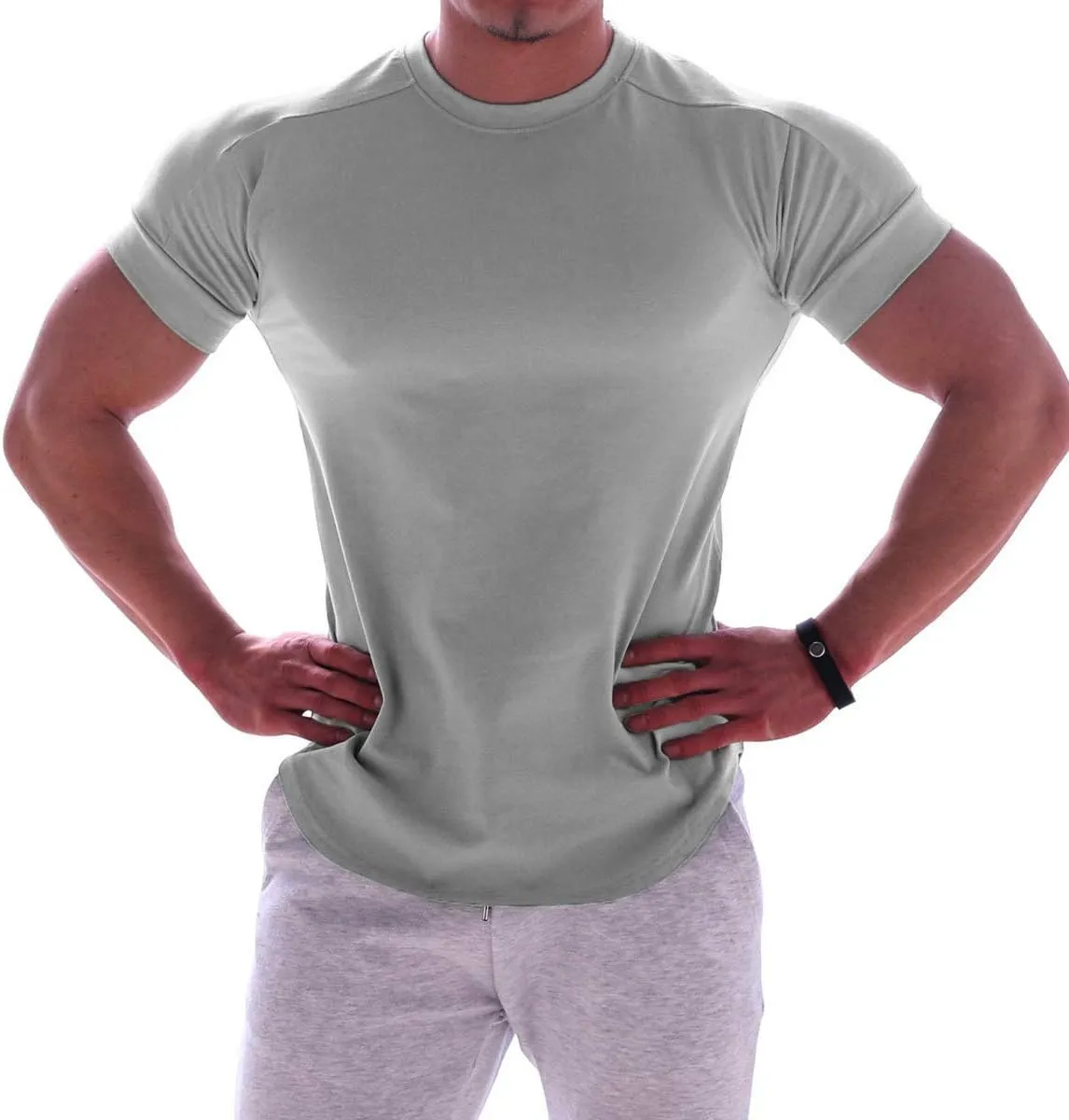 Mens Muscle Cotton Lightweight Workout Short Sleeve T-Shirts Gym Sweat Tee T24
