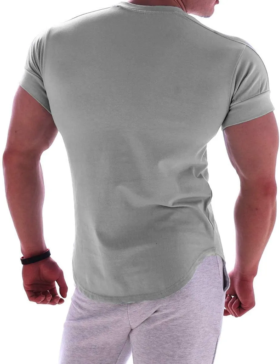 Mens Muscle Cotton Lightweight Workout Short Sleeve T-Shirts Gym Sweat Tee T24