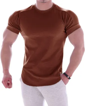 Mens Muscle Cotton Lightweight Workout Short Sleeve T-Shirts Gym Sweat Tee T24