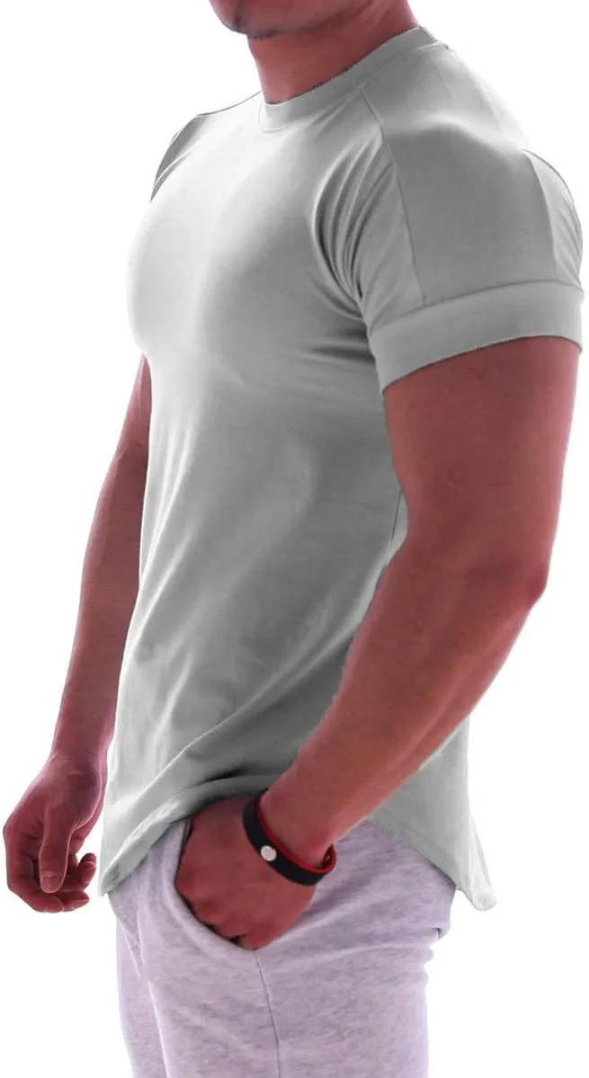Mens Muscle Cotton Lightweight Workout Short Sleeve T-Shirts Gym Sweat Tee T24