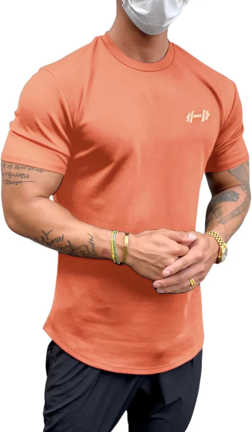Men's Muscle Fit Longline Bodybuilding Workout Casual Fashion Short Sleeve T-Shirt