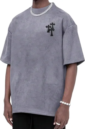 Men's Oversized Graphic Tee Letter Print Round Neck Drop Shoulder Shirts Pullover Vintage Distressed T Shirt