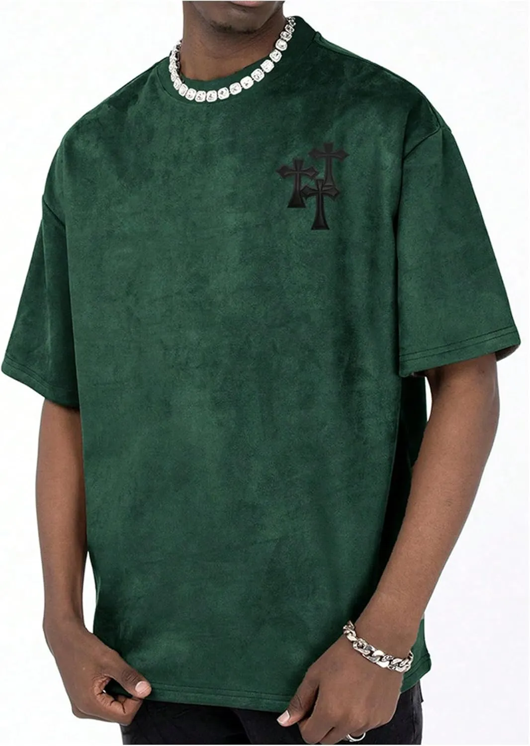 Men's Oversized Graphic Tee Letter Print Round Neck Drop Shoulder Shirts Pullover Vintage Distressed T Shirt