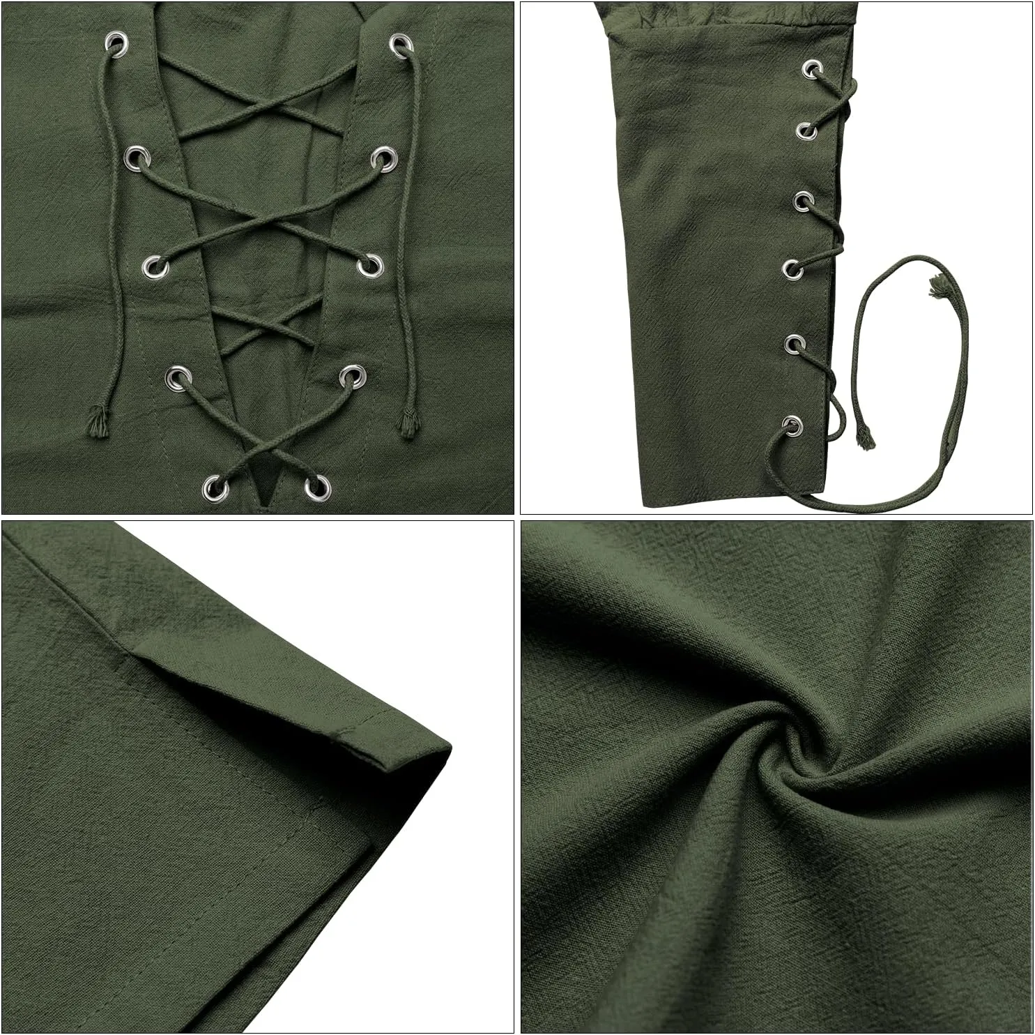 Mens Shirts Pirate Costume, Long Sleeve Tops Viking Cosplay Renaissance Medieval T-Shirts Gothic Cotton Outfits