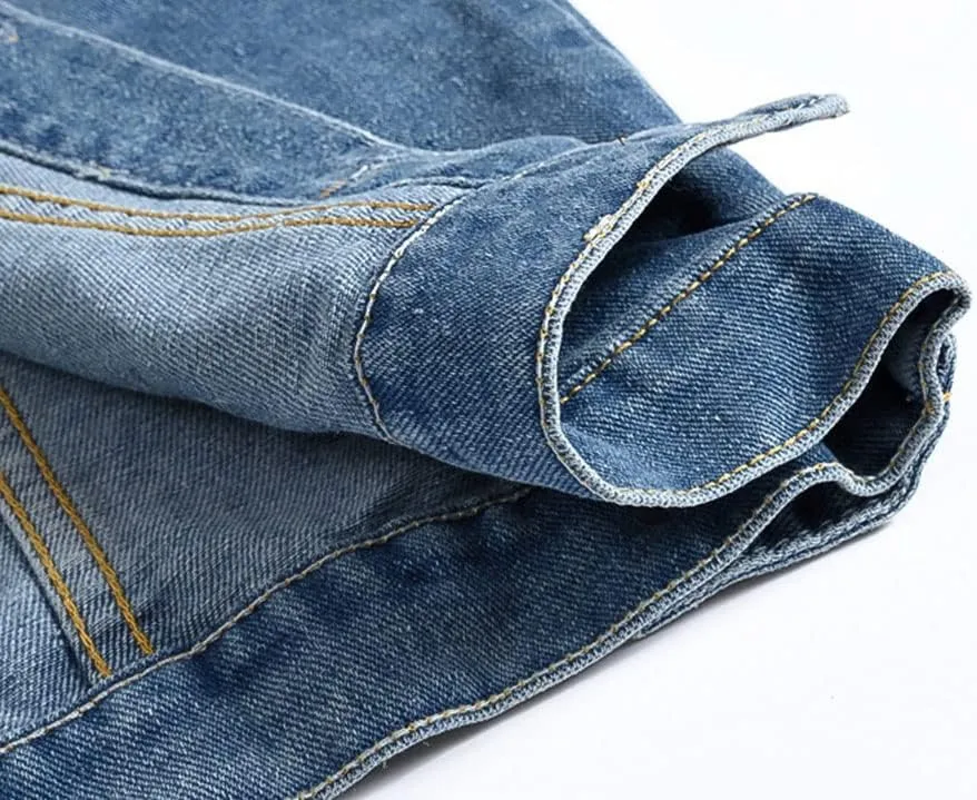 Men's Sleeveless Ripped Denim Vest Casual Slim Fit Button Down Jeans Vests Jacket