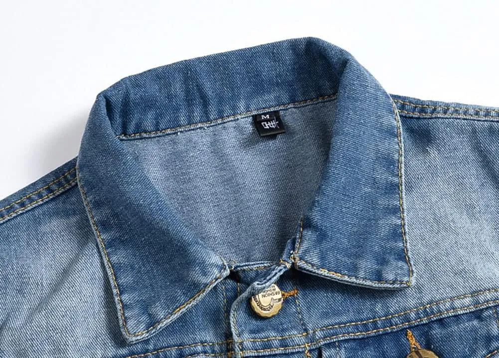 Men's Sleeveless Ripped Denim Vest Casual Slim Fit Button Down Jeans Vests Jacket