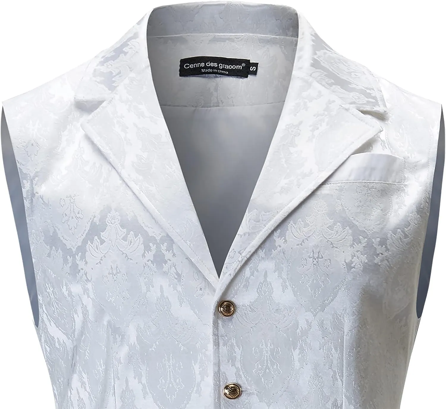 Mens Suit Vest Paisley Floral Victorian Vests Steampunk Gothic Waistcoat & bow tie Pocket Square