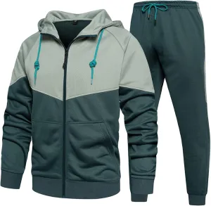 Mens Tracksuits Athletic Sports Hooded Jogger Pants Casual Full Zip Jogging Sweatsuit Running