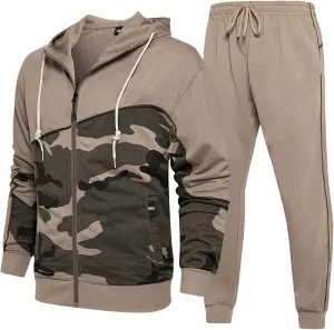 Mens Tracksuits Athletic Sports Hooded Jogger Pants Casual Full Zip Jogging Sweatsuit Running