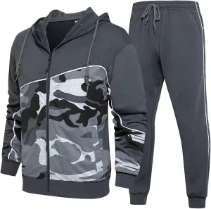 Mens Tracksuits Athletic Sports Hooded Jogger Pants Casual Full Zip Jogging Sweatsuit Running