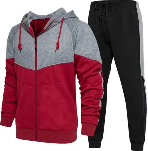 Mens Tracksuits Athletic Sports Hooded Jogger Pants Casual Full Zip Jogging Sweatsuit Running
