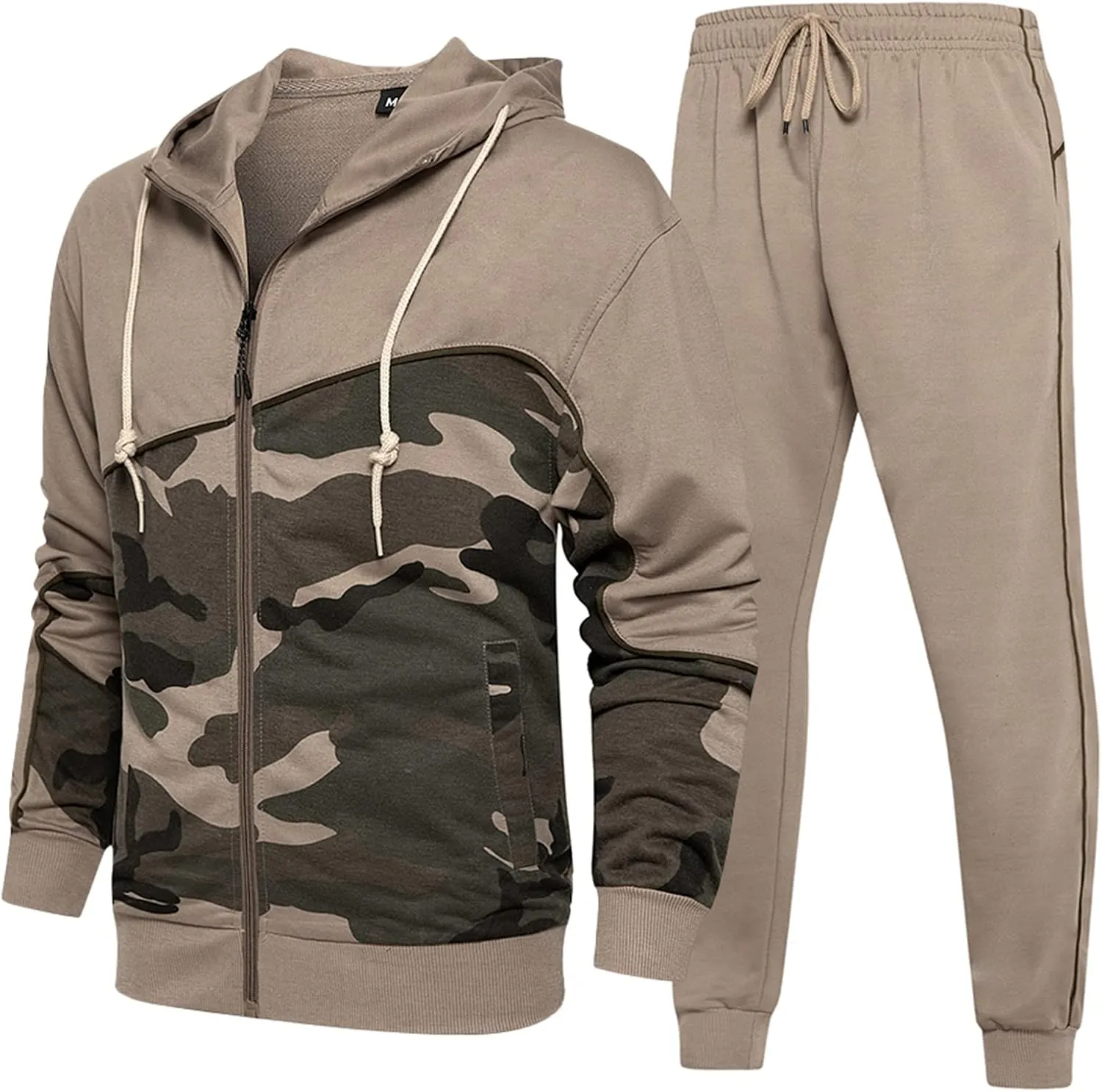 Mens Tracksuits Athletic Sports Hooded Jogger Pants Casual Full Zip Jogging Sweatsuit Running