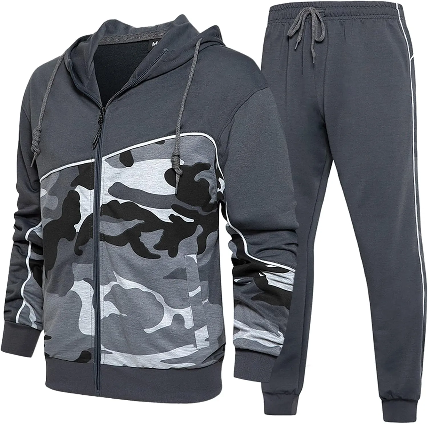 Mens Tracksuits Athletic Sports Hooded Jogger Pants Casual Full Zip Jogging Sweatsuit Running