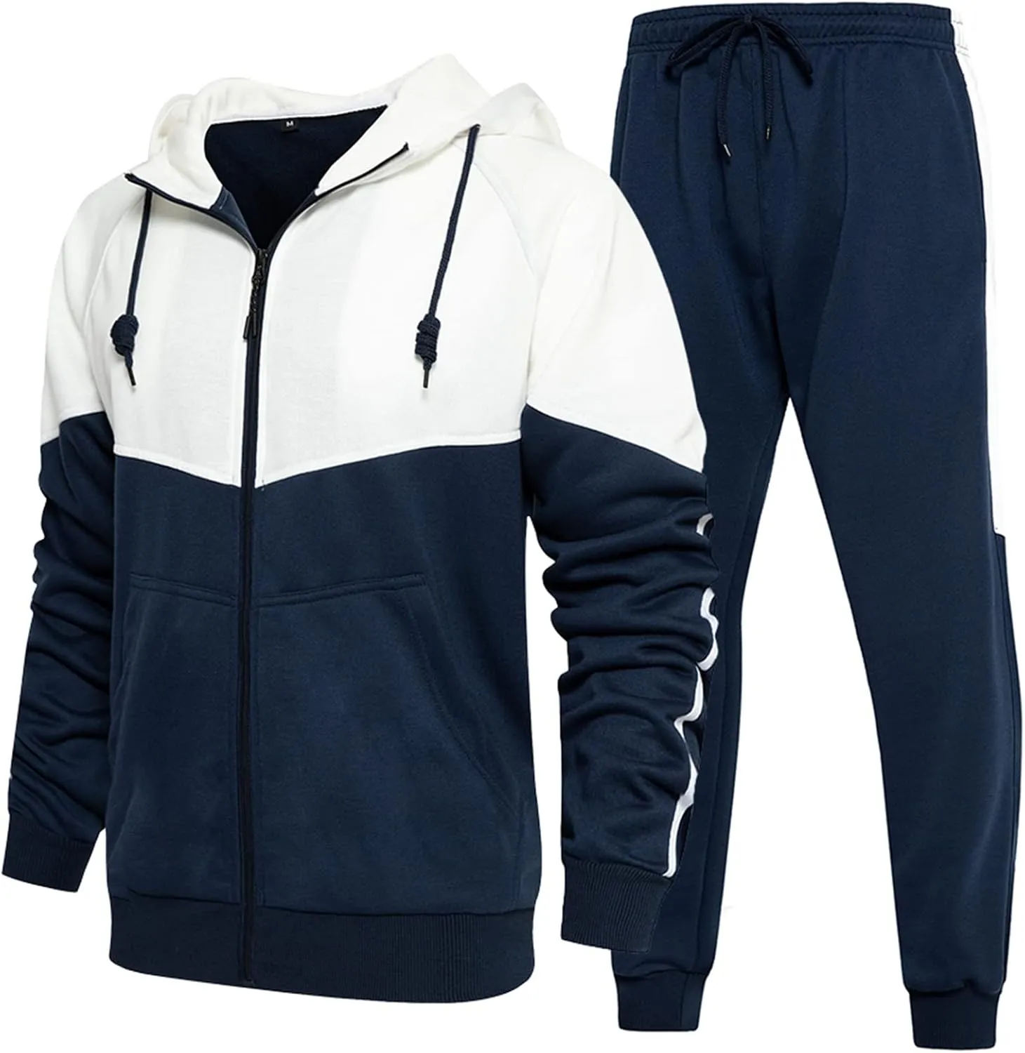 Mens Tracksuits Athletic Sports Hooded Jogger Pants Casual Full Zip Jogging Sweatsuit Running